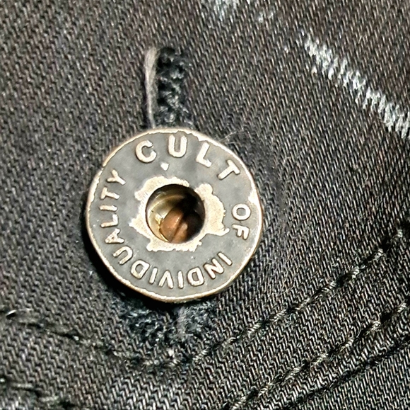 CULT OF INDIVIDUALITY JACKETMEN XXL BLACK PAIN SPLATTER TRUCKER STRETCH./ Dr - Picture 9 of 14